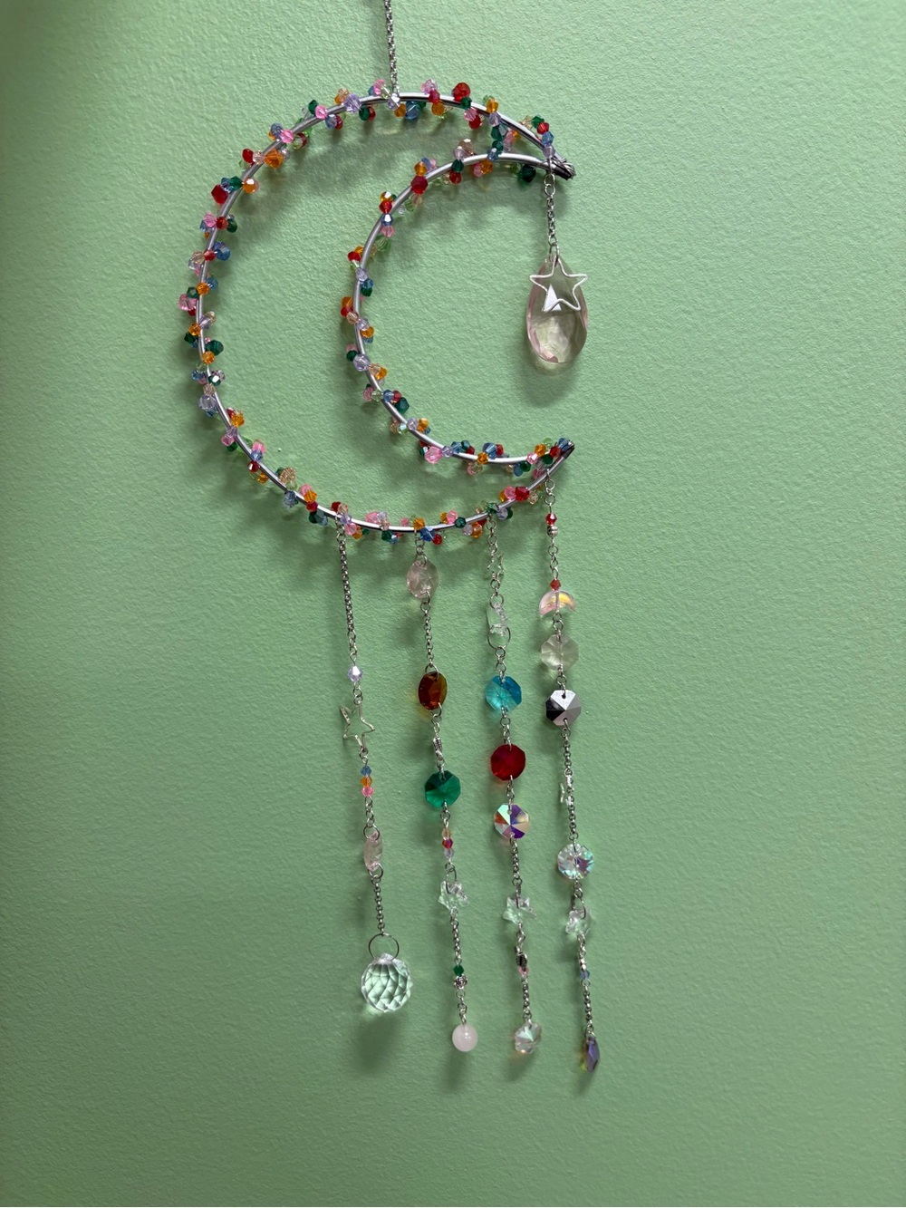 Handcrafted Multicolor Crescent Moon Sun Catcher